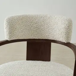 Lila Stone Cream Fabric Dining Chair - Ebony Brown Wooden Legs