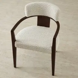 Lila Stone Cream Fabric Dining Chair - Ebony Brown Wooden Legs