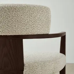 Lila Stone Cream Fabric Dining Chair - Ebony Brown Wooden Legs
