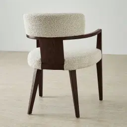 Lila Stone Cream Fabric Dining Chair - Ebony Brown Wooden Legs