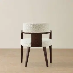 Lila Stone Cream Fabric Dining Chair - Ebony Brown Wooden Legs