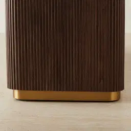 San Pierre Ebony Brown Ash Veneer Dresser with Cream Travertine Finish Sintered Stone Top