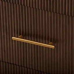 San Pierre Ebony Brown Ash Veneer Dresser with Cream Travertine Finish Sintered Stone Top