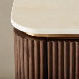 San Pierre Ebony Brown Ash Veneer Study Desk with Cream Travertine Finish Sintered Stone Top