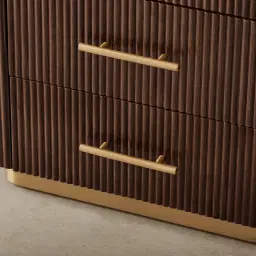 San Pierre Ebony Brown Ash Veneer Study Desk with Cream Travertine Finish Sintered Stone Top