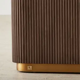 San Pierre Ebony Brown Ash Veneer Bedside Table with Cream Travertine Finish Sintered Stone Top