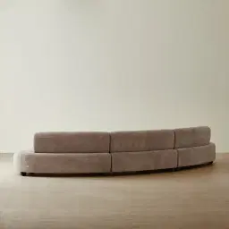 Celestine II Warm Taupe Woven Fabric Curved Corner Sofa