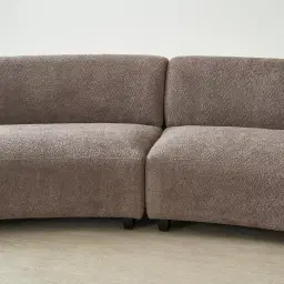 Celestine II Warm Taupe Woven Fabric Curved Corner Sofa