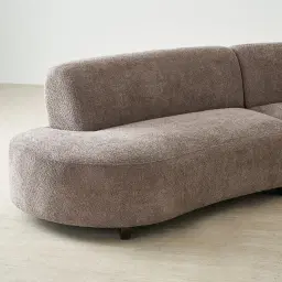 Celestine II Warm Taupe Woven Fabric Curved Corner Sofa