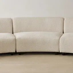 Celestine II Stone Cream Woven Fabric Curved Corner Sofa