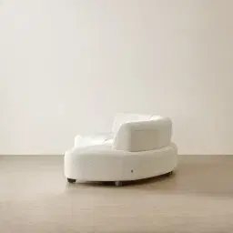 Celestine II Stone Cream Woven Fabric Curved Corner Sofa