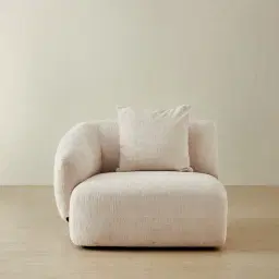 Willow Powder White Chenille Fabric Modular Left Arm Seat