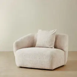 Willow Powder White Chenille Fabric Modular Left Arm Seat