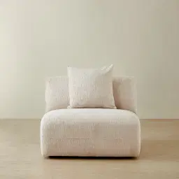 Willow Powder White Chenille Fabric Modular Armless Seat