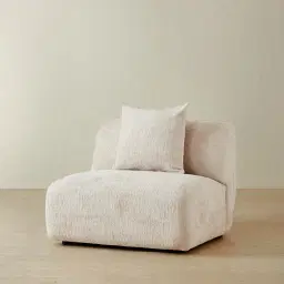 Willow Powder White Chenille Fabric Modular Armless Seat