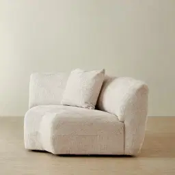 Willow Powder White Chenille Fabric Modular Corner Seat