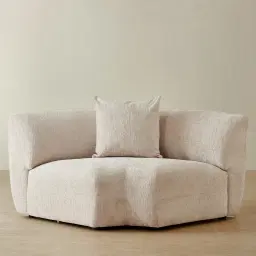 Willow Powder White Chenille Fabric Modular Corner Seat