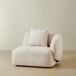 Willow Powder White Chenille Fabric Modular Right Arm Seat