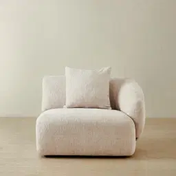 Willow Powder White Chenille Fabric Modular Right Arm Seat