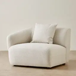 Willow Ivory Beige Woven Fabric Modular Left Arm Seat