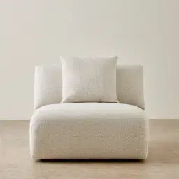 Willow Ivory Beige Woven Fabric Modular Armless Seat