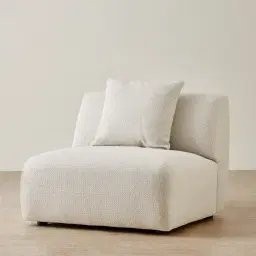 Willow Ivory Beige Woven Fabric Modular Armless Seat