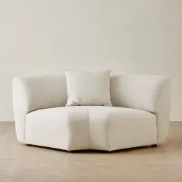 Willow Ivory Beige Woven Fabric Modular Corner Seat
