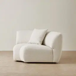 Willow Ivory Beige Woven Fabric Modular Corner Seat