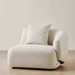 Willow Ivory Beige Woven Fabric Modular Right Arm Seat