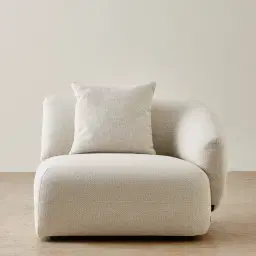 Willow Ivory Beige Woven Fabric Modular Right Arm Seat