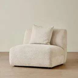 Willow Mid Beige Woven Fabric Modular Armless Seat