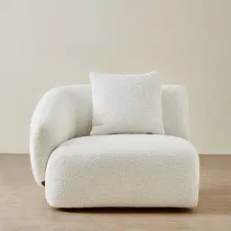 Willow Stone White Woven Fabric Modular Left Arm Seat