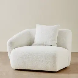 Willow Stone White Woven Fabric Modular Left Arm Seat