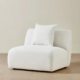 Willow Stone White Woven Fabric Modular Armless Seat