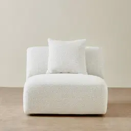Willow Stone White Woven Fabric Modular Armless Seat