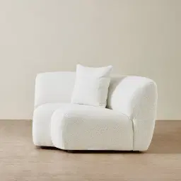 Willow Stone White Woven Fabric Modular Corner Seat