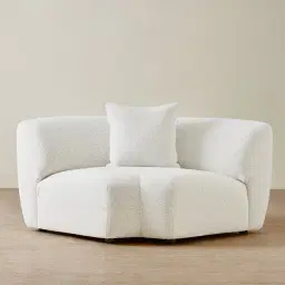 Willow Stone White Woven Fabric Modular Corner Seat