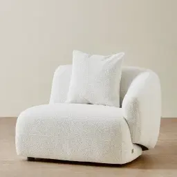 Willow Stone White Woven Fabric Modular Right Arm Seat