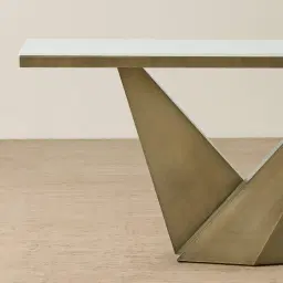 Vania Brushed Bronze Console Table with Statuario White Sintered Stone Top