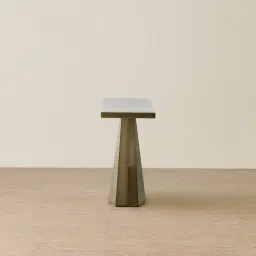 Vania Brushed Bronze Console Table with Statuario White Sintered Stone Top