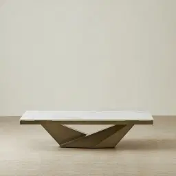 Vania Brushed Bronze Coffee Table with Statuario White Sintered Stone Top