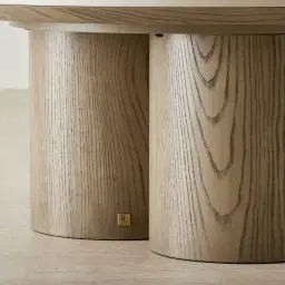 Terzetto Pandora Brown Sintered Stone Round Coffee Table High - Medium Brown Wooden Legs 90x45cm