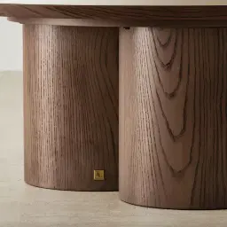 Terzetto Pandora Brown Sintered Stone Round Coffee Table High - Dark Brown Ash Legs 90x45cm