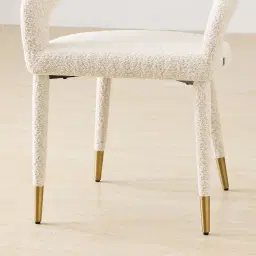 Moulin Stone Cream Woven Fabric Dining Chair - Champagne Gold Legs