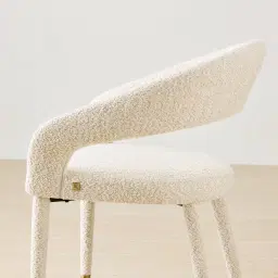 Moulin Stone Cream Woven Fabric Dining Chair - Champagne Gold Legs