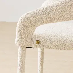 Moulin Stone Cream Woven Fabric Dining Chair - Champagne Gold Legs