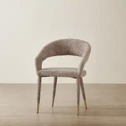 Moulin Warm Taupe Woven Fabric Dining Chair - Champagne Gold Legs