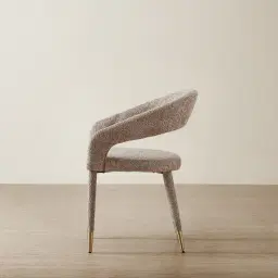 Moulin Warm Taupe Woven Fabric Dining Chair - Champagne Gold Legs