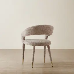 Moulin Warm Taupe Woven Fabric Dining Chair - Champagne Gold Legs