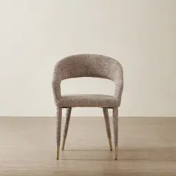 Moulin Warm Taupe Woven Fabric Dining Chair - Champagne Gold Legs